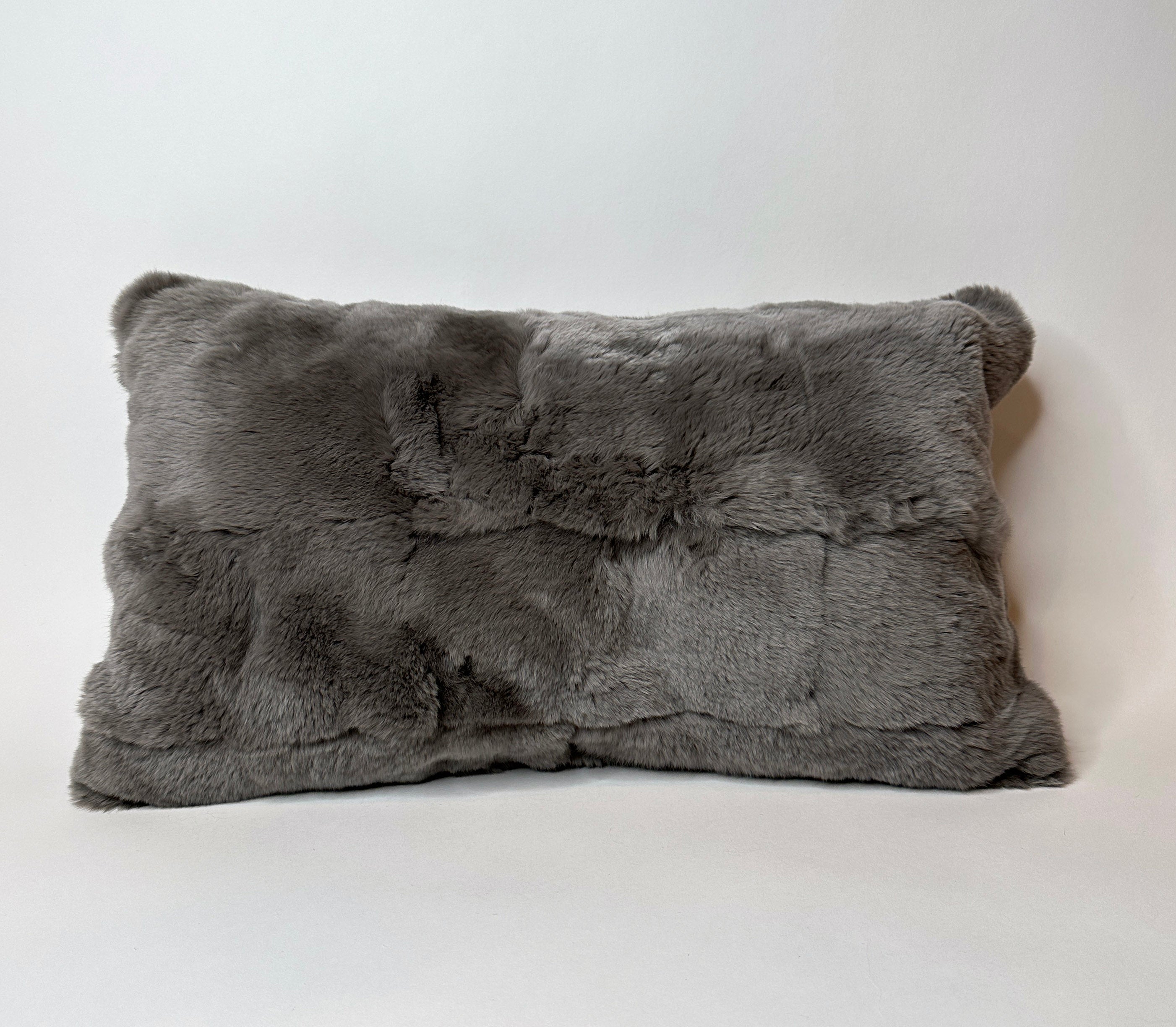 Gray faux fur online pillow