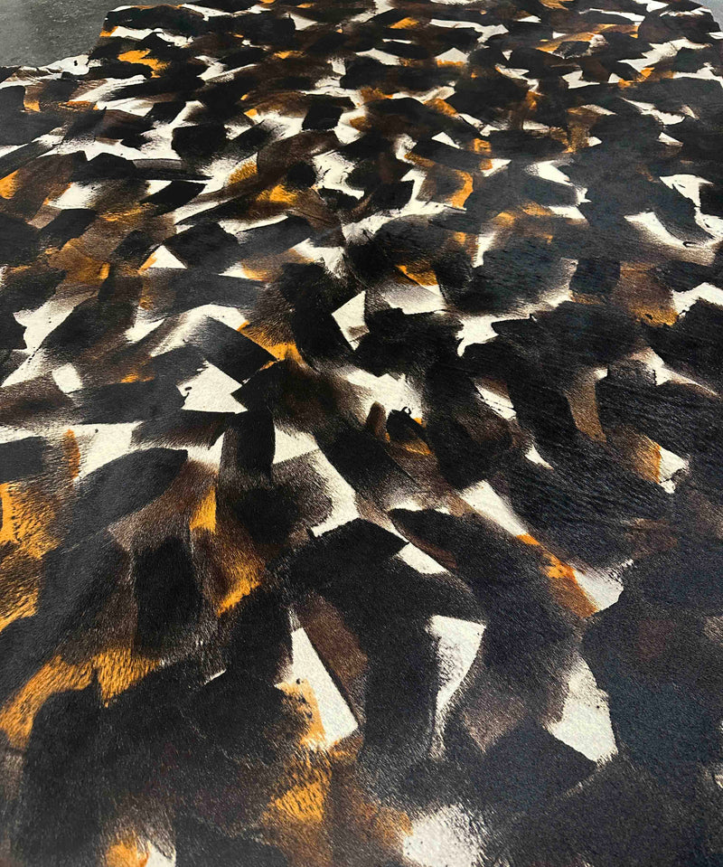 stenciled cowhide rug